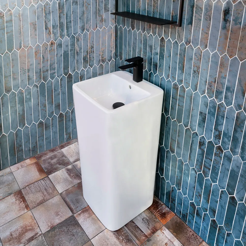 Lavamanos Pilon De Una Pieza Con Rebosadero - Aqualia Croto