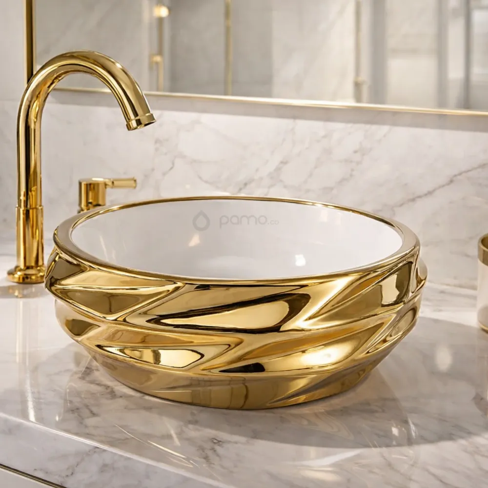 Lavamanos Cosmos Blanco-Oro 40*40*15 BARU