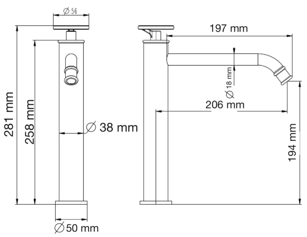 MONOMANDO LAVABO ALTO CLAUDE 77.0101N CASTEL