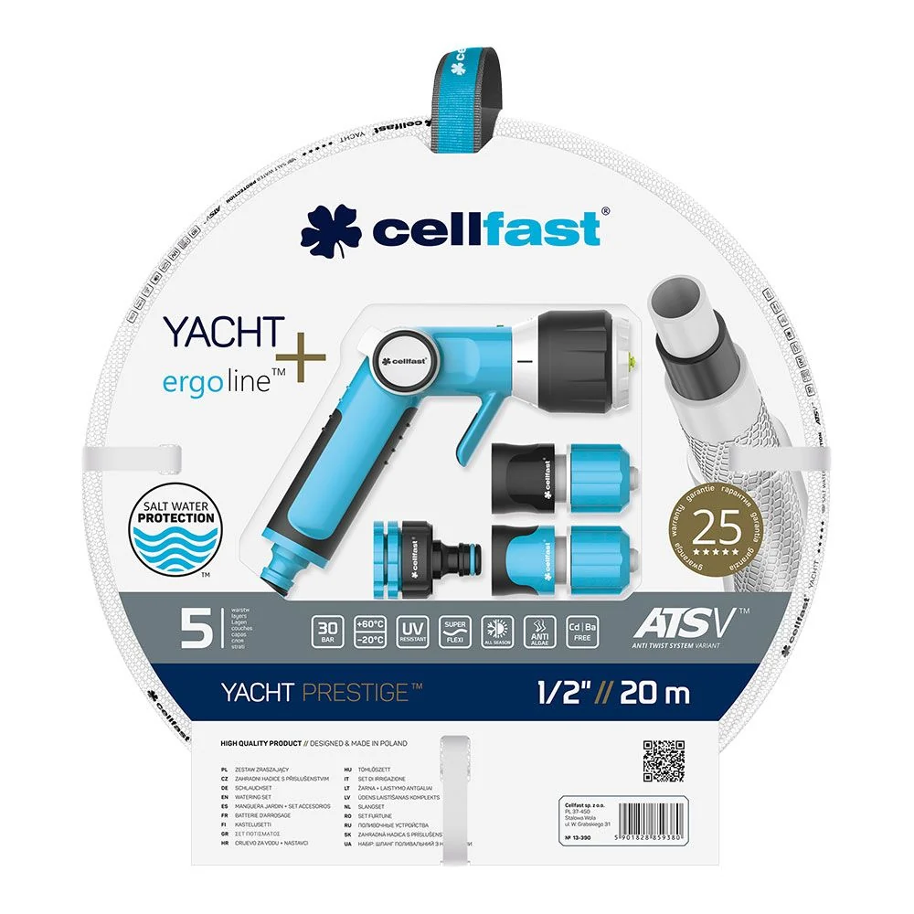KIT MANGUERA YACHT Ø12,5 mm, ½ pulg, 20 m CELLFAST
