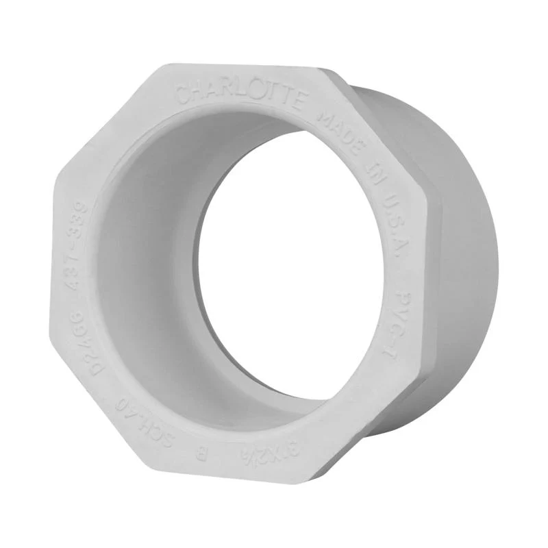 Buje reductor de PVC Charlotte Pipe Schedule 40 de 3 pulg. de deslizamiento x 2-1/2 pulg. de deslizamiento (paquete de 1)...