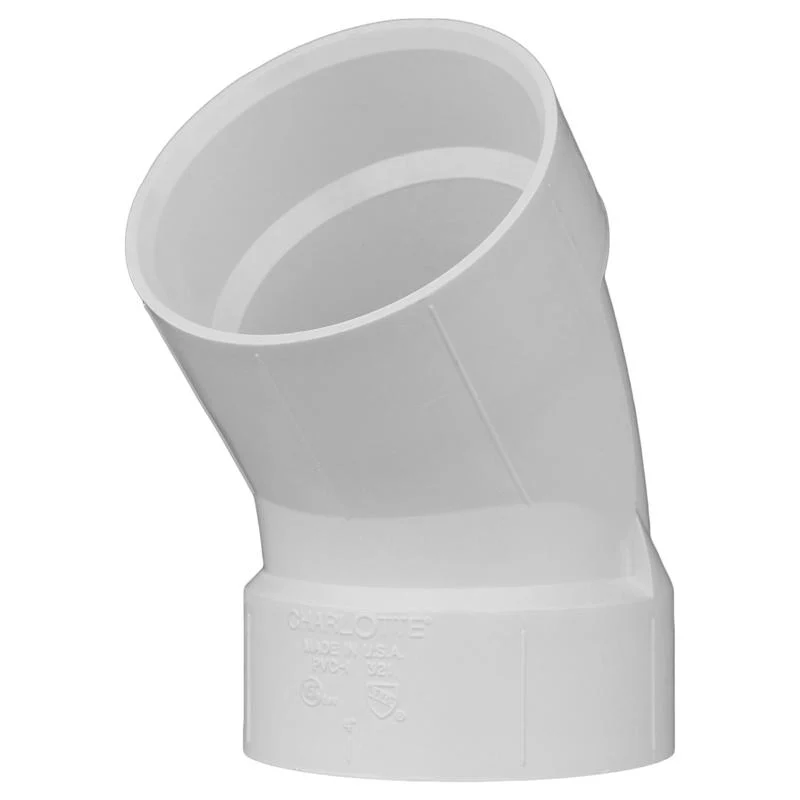 Codo de PVC de 45 grados Charlotte Pipe Schedule 40 de 4 pulg. de diámetro x 4 pulg. de diámetro (paquete de 1) - Oferta d...