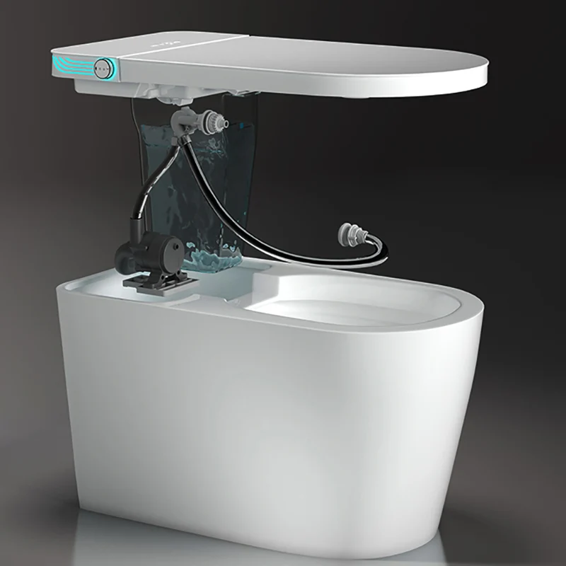 Asiento de bidé para inodoro inteligente con calefacción eléctrica en algodón blanco de 16,1" W Clearhalo