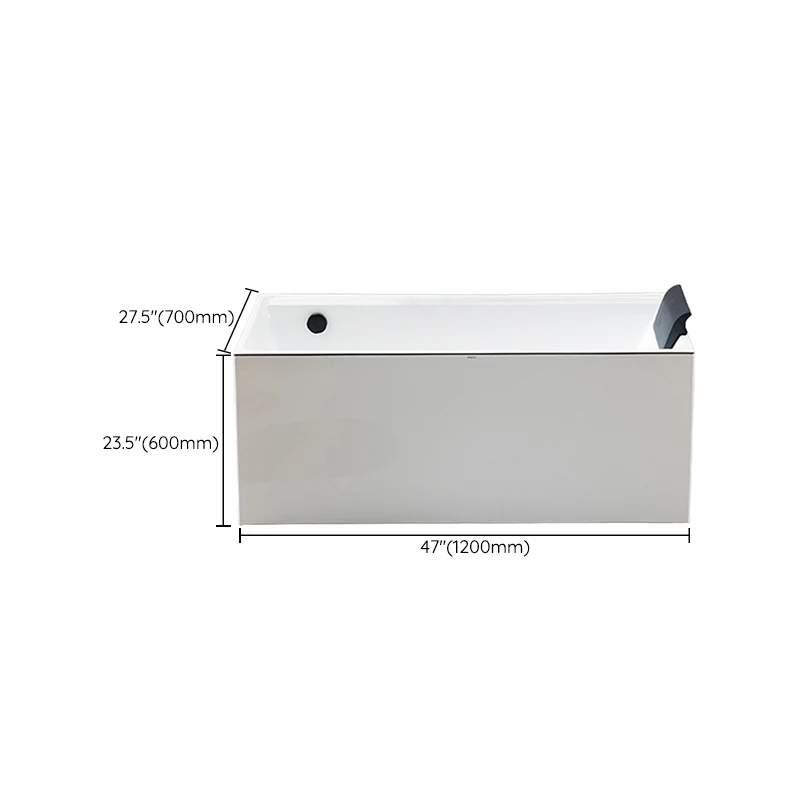 Bañera acrílica blanca moderna rectangular de espaldas la pared con bañera de drenaje Clearhalo