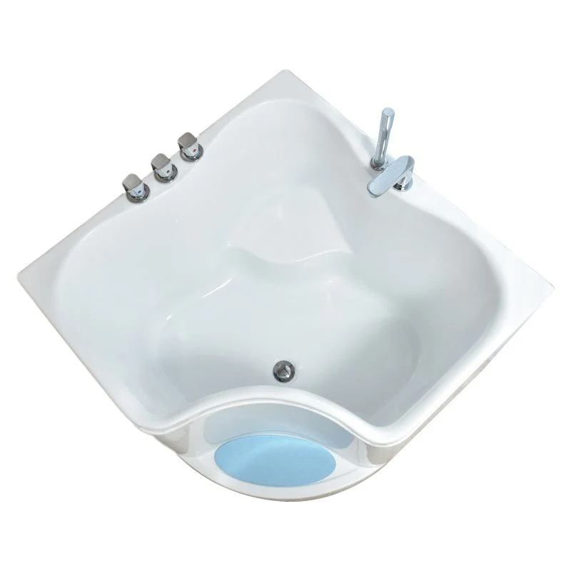 Bañera acrílica casera moderna, bañera esquinera blanca con asiento incluido Clearhalo