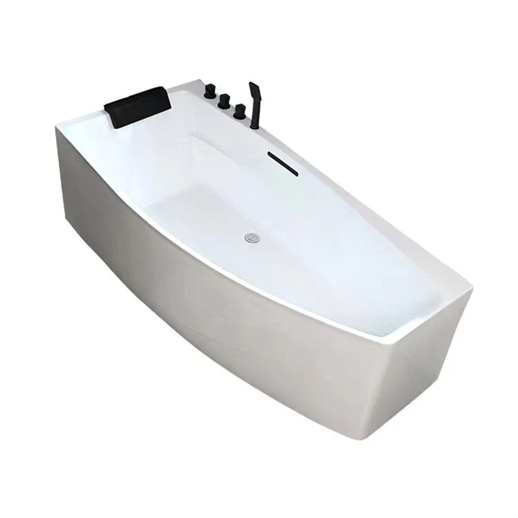 Bañera acrílica de esquina moderna, baño blanco de espaldas la pared Clearhalo