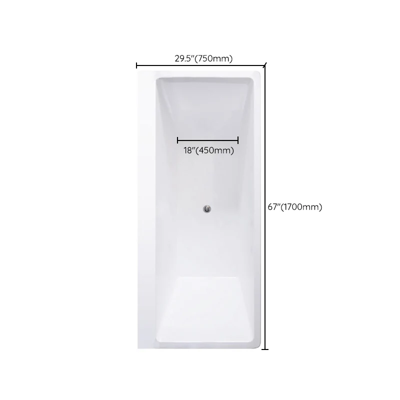Bañera acrílica independiente, bañera moderna rectangular blanca de inmersión acrílica Clearhalo