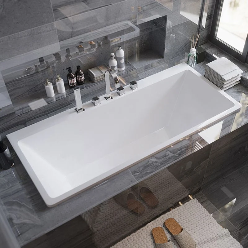 Bañera acrílica independiente, bañera moderna rectangular blanca de inmersión acrílica Clearhalo