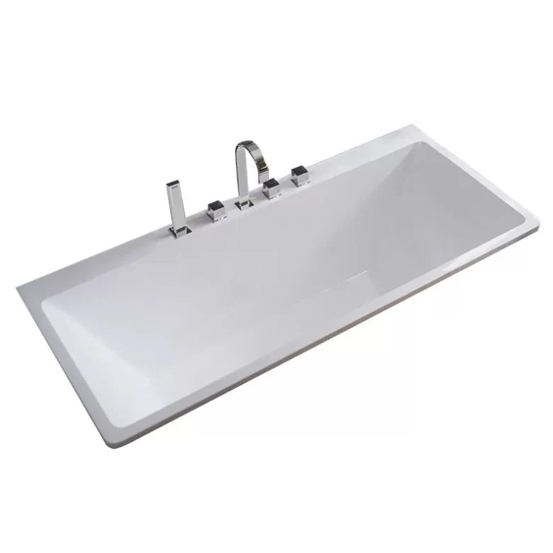 Bañera acrílica independiente, bañera moderna rectangular blanca de inmersión acrílica Clearhalo