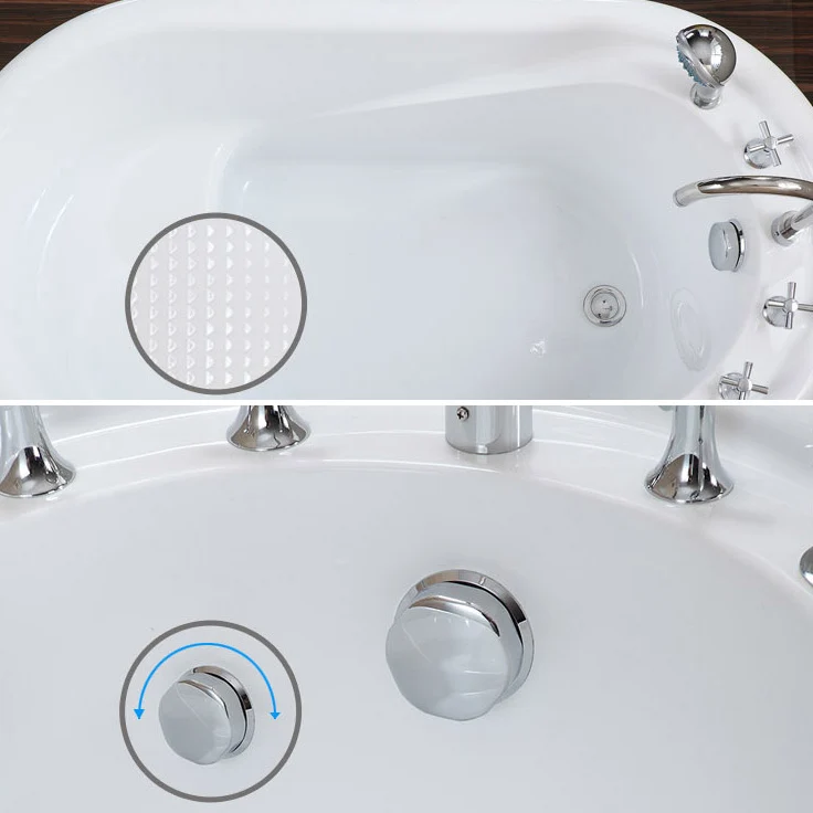 Bañera acrílica independiente Bañera ovalada moderna con drenaje la izquierda Clearhalo