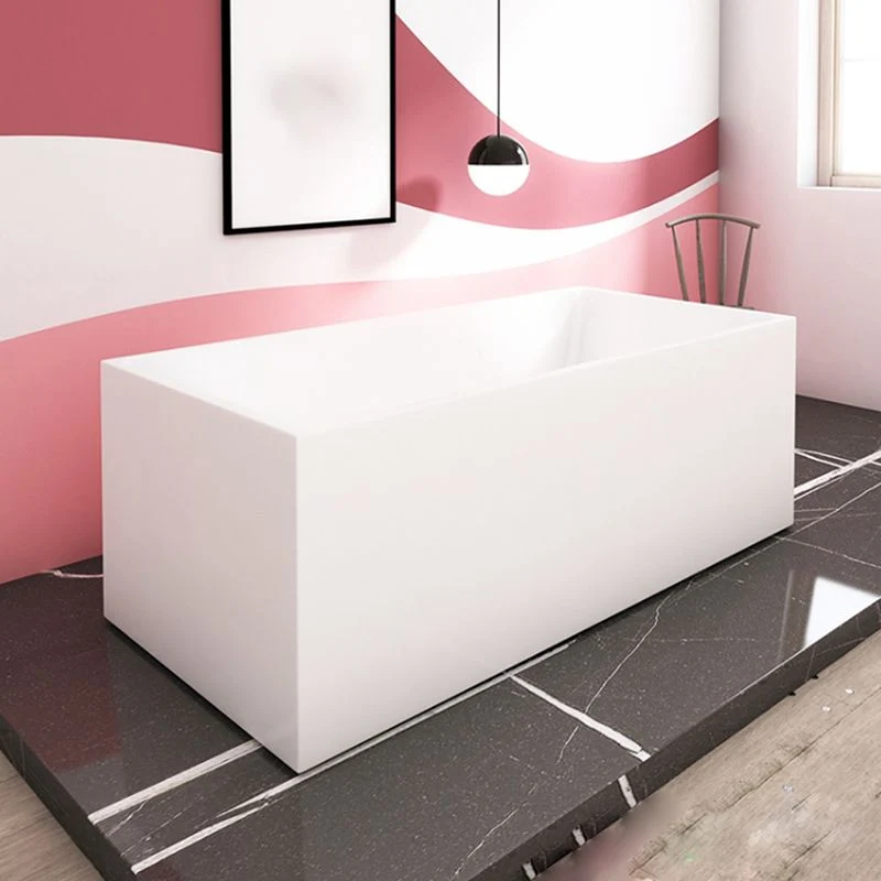 Bañera acrílica independiente, rectangular, blanca, moderna, de espaldas la pared Clearhalo