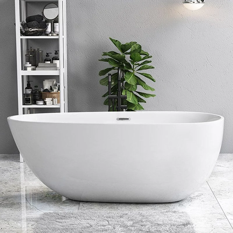 Bañera acrílica moderna Bañera independiente con bañera de drenaje Blanco Clearhalo