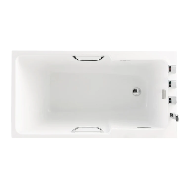 Bañera acrílica moderna, bañera rectangular empotrada en color blanco Clearhalo