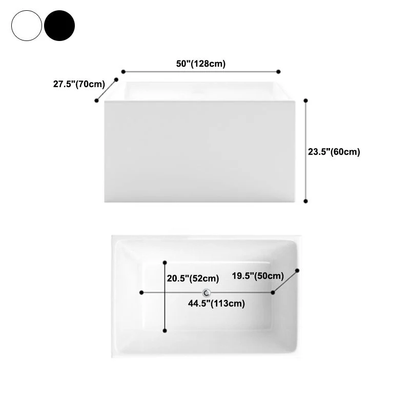 Bañera acrílica moderna con alcoba, bañera rectangular de 23,6" H para el hogar Blanco Clearhalo