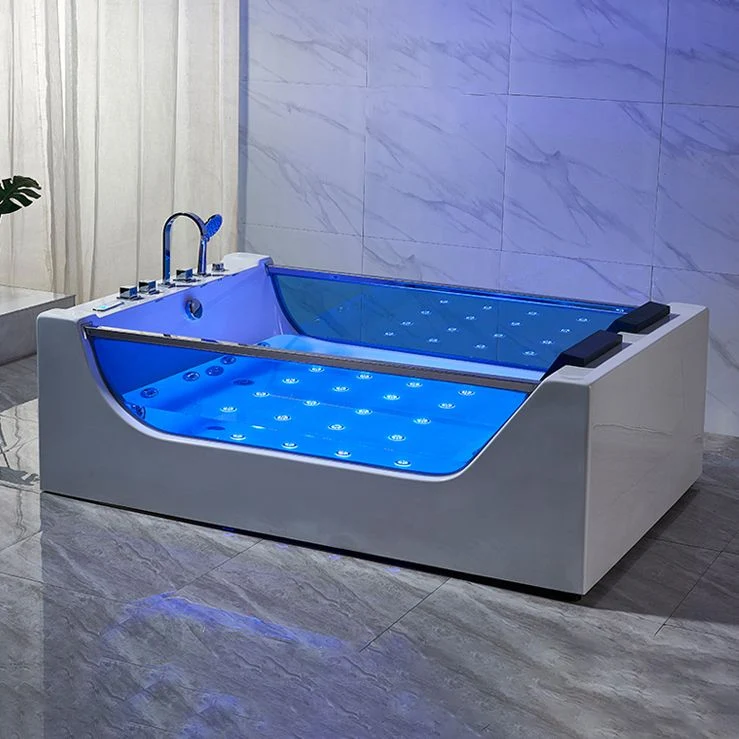 Bañera acrílica moderna, independiente, bañera rectangular blanca Clearhalo
