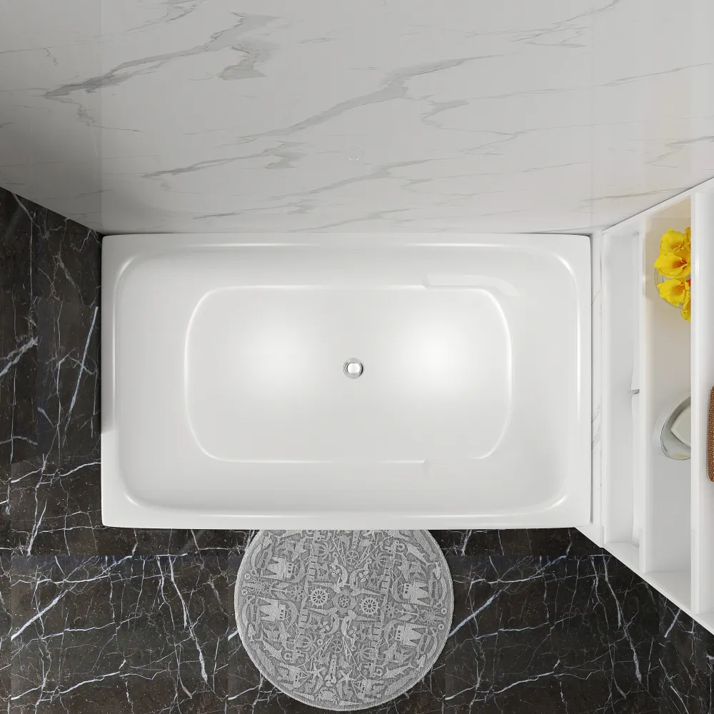 Bañera acrílica rectangular moderna, bañera independiente con desagüe (sin tablón) Clearhalo