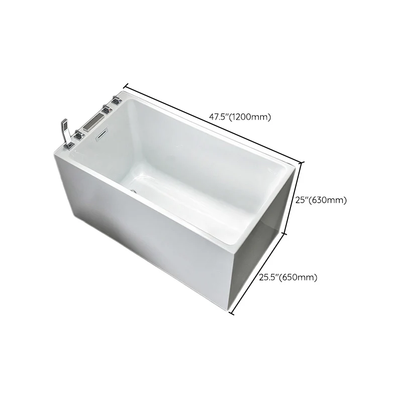 Bañera acrílica rectangular moderna, baño blanco de inmersión independiente Clearhalo