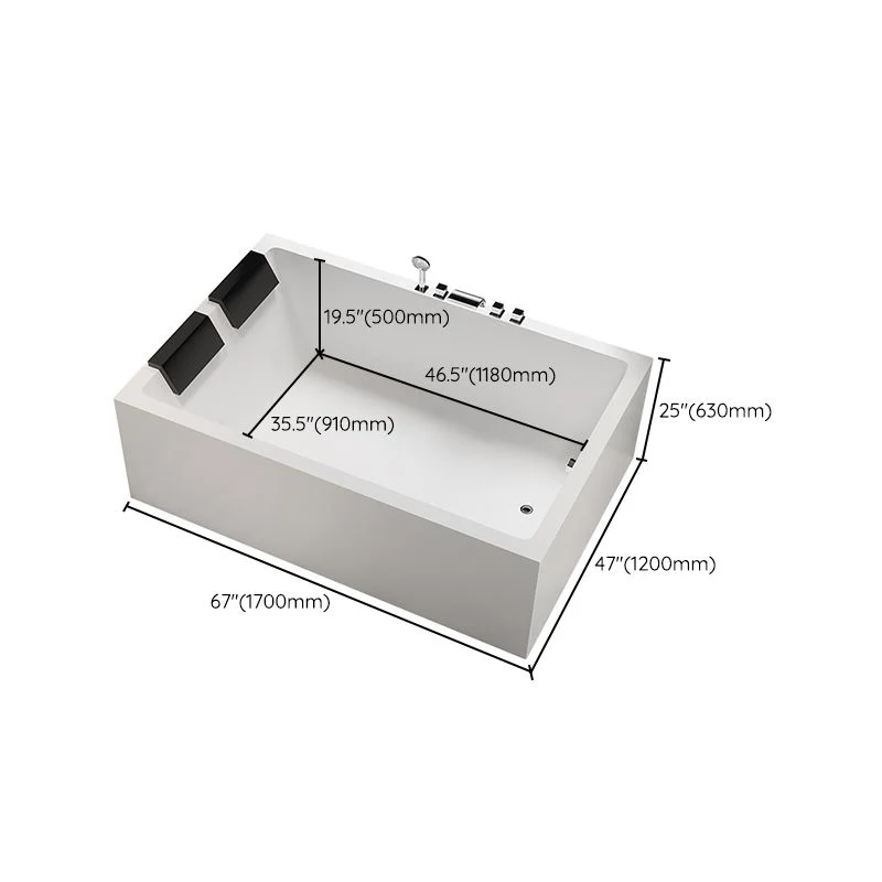 Bañera acrílica rectangular moderna, independiente, baño blanco de remojo Clearhalo