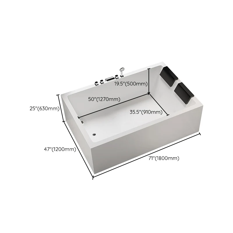 Bañera acrílica rectangular moderna, independiente, baño blanco de remojo Clearhalo