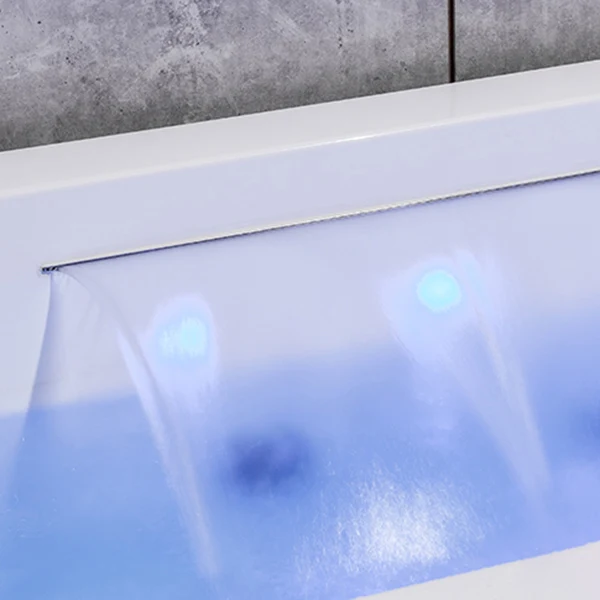 Bañera acrílica rectangular moderna de nuevo la pared con dispositivo de masaje y bañera de drenaje Clearhalo