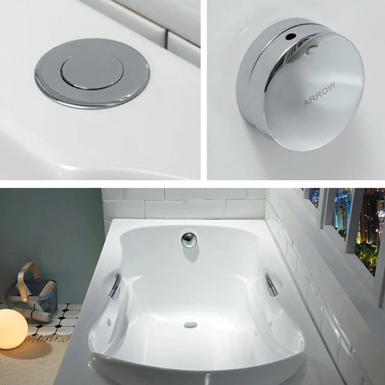 Bañera de acrílico de 29,53" de ancho con asas de baño incluidas, color blanco Clearhalo