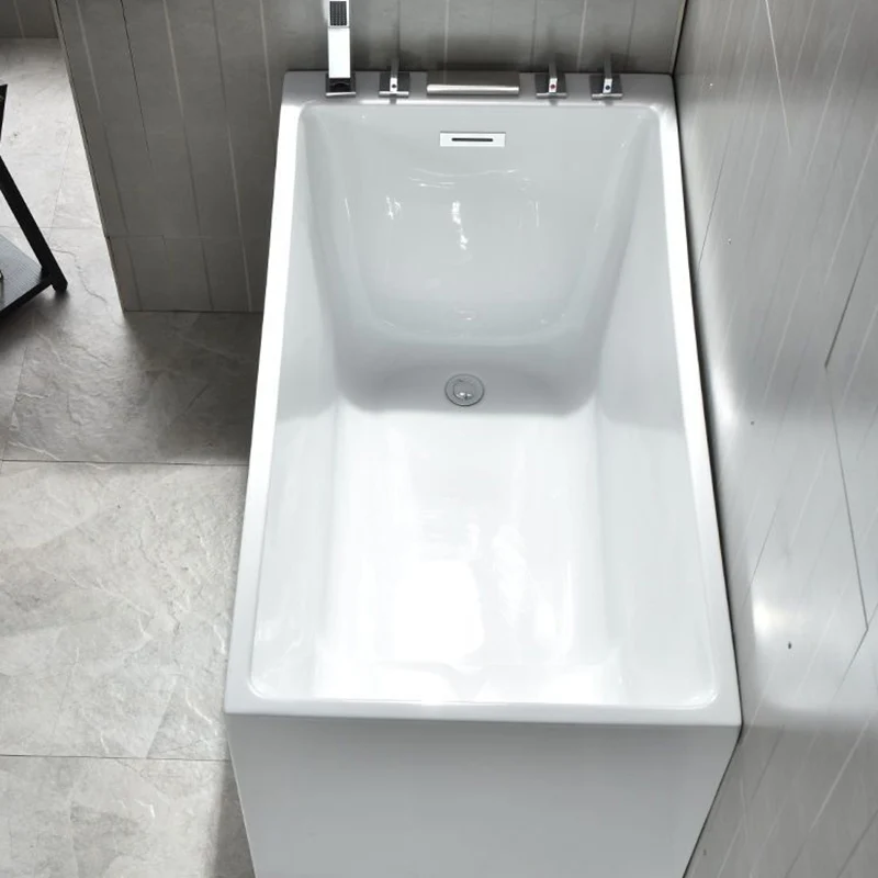 Bañera de acrílico Bañera rectangular con acabado antiguo (estante no incluido) Clearhalo