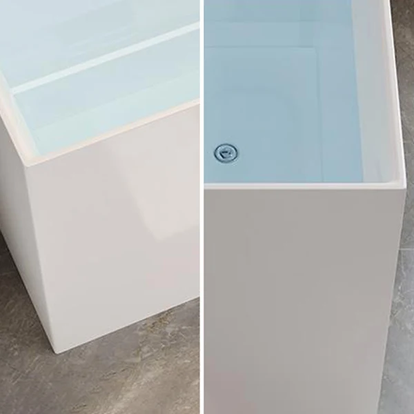 Bañera de acrílico blanca, baño moderno rectangular de inmersión independiente Clearhalo