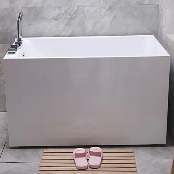 Bañera de acrílico blanca contemporánea, bañera rectangular para el hogar Clearhalo