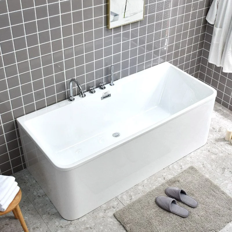 Bañera de acrílico blanca moderna rectangular de nuevo la pared con bañera con dispositivo de drenaje y masaje Clearhalo