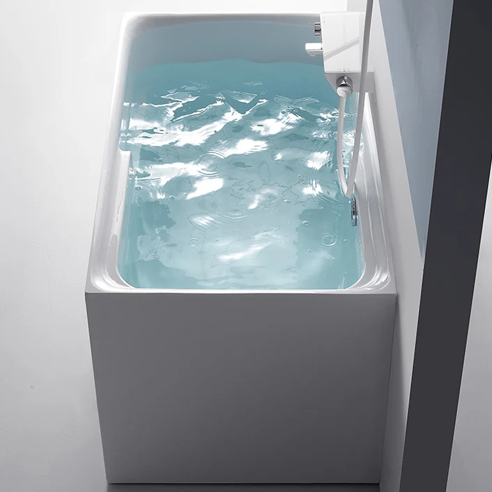 Bañera de acrílico blanco, bañera moderna rectangular para baño Clearhalo
