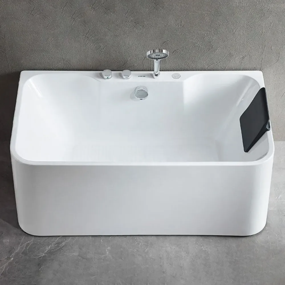 Bañera de acrílico con acabado antiguo, bañera rectangular trasera pared Plata Clearhalo