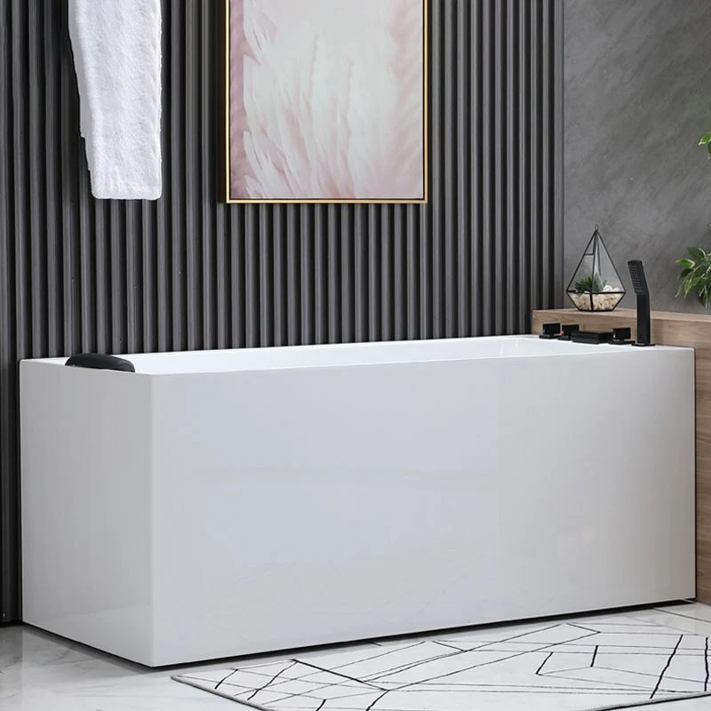 Bañera de acrílico con desagüe izquierdo en bañera independiente rectangular blanca Clearhalo