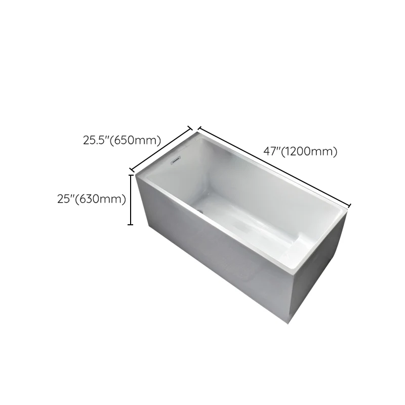 Bañera de acrílico de espaldas la pared Bañera rectangular blanca independiente Clearhalo