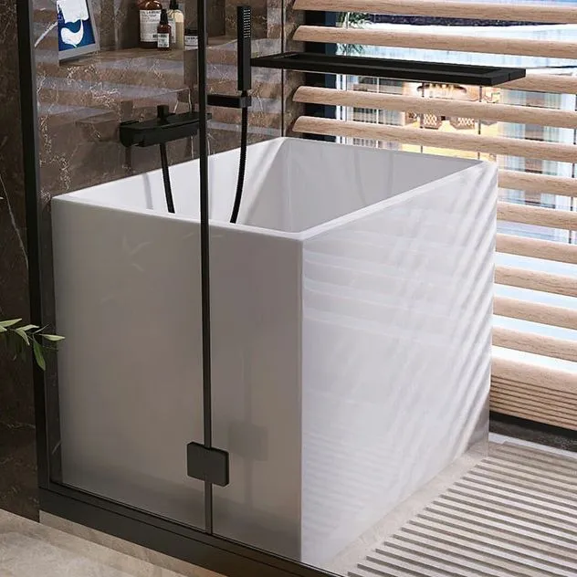 Bañera de acrílico de inmersión, bañera rectangular de fondo plano con acabado antiguo Clearhalo