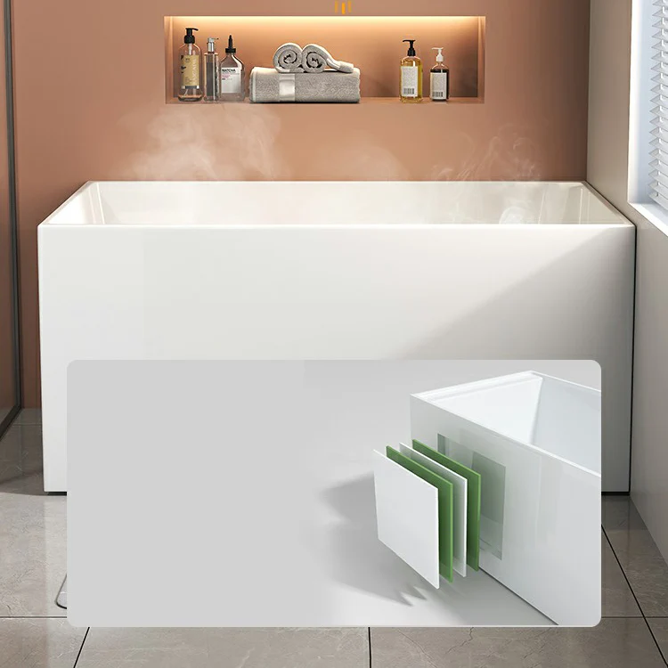 Bañera de acrílico de inmersión rectangular, acabado antiguo, baño de espaldas la pared Clearhalo