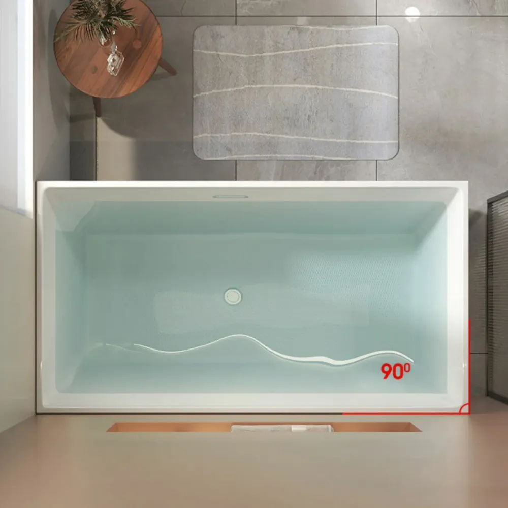 Bañera de acrílico de inmersión rectangular, acabado antiguo, baño de espaldas la pared Clearhalo