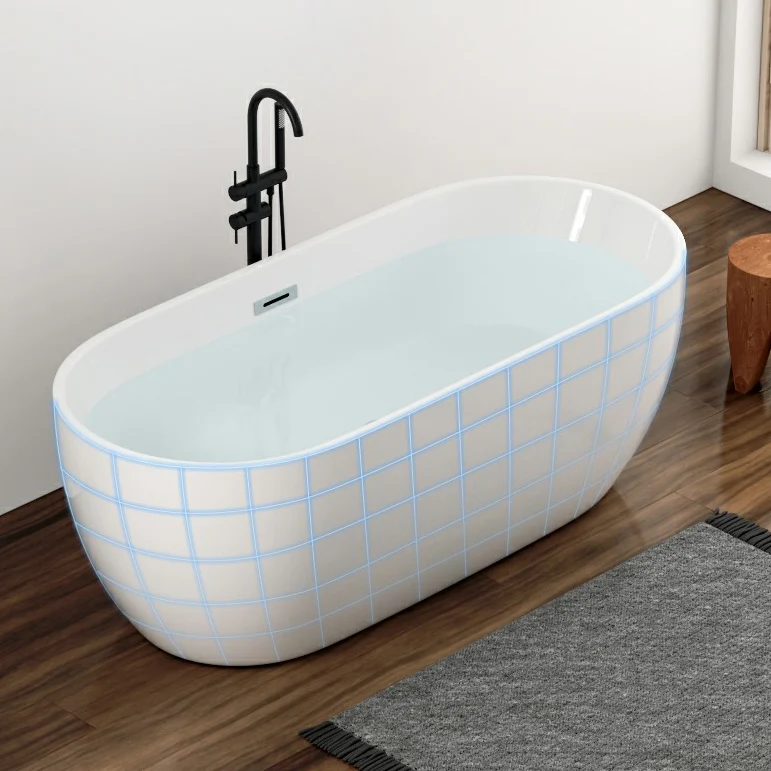 Bañera de acrílico ovalada independiente de estilo moderno para baño Clearhalo