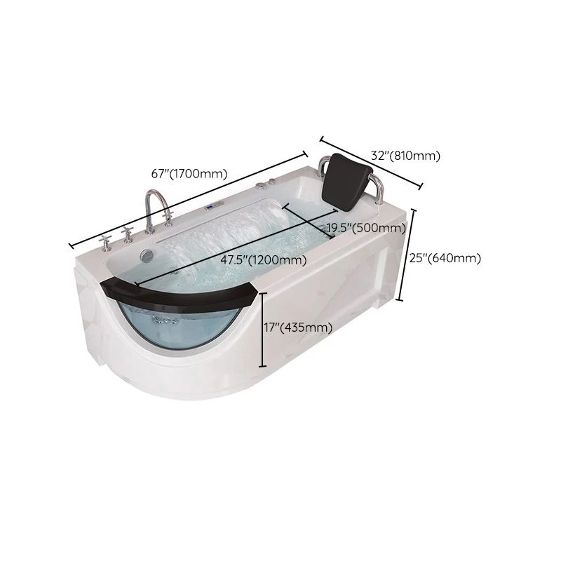 Bañera de baño con drenaje la izquierda, bañera moderna de forma libre contra la pared Clearhalo