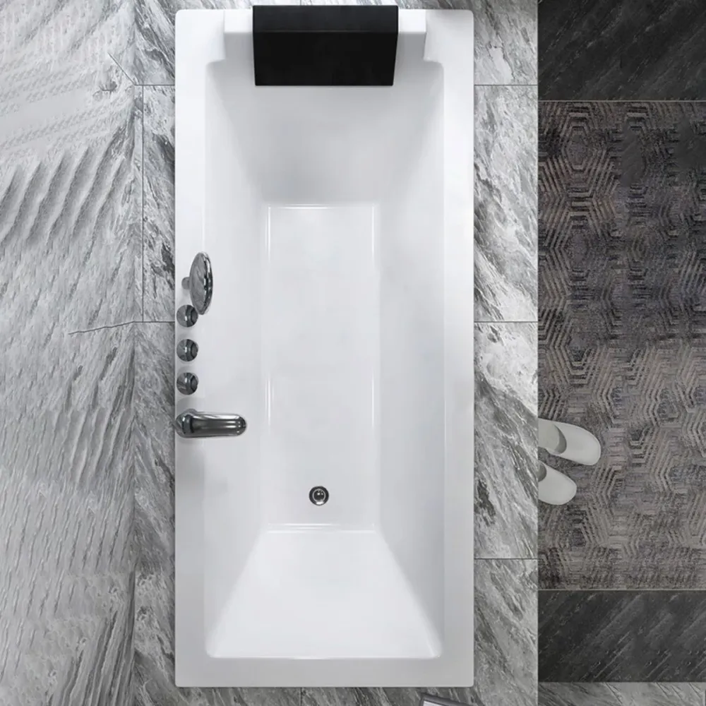 Bañera blanca empotrada, bañera rectangular acrílica de inmersión moderna Clearhalo