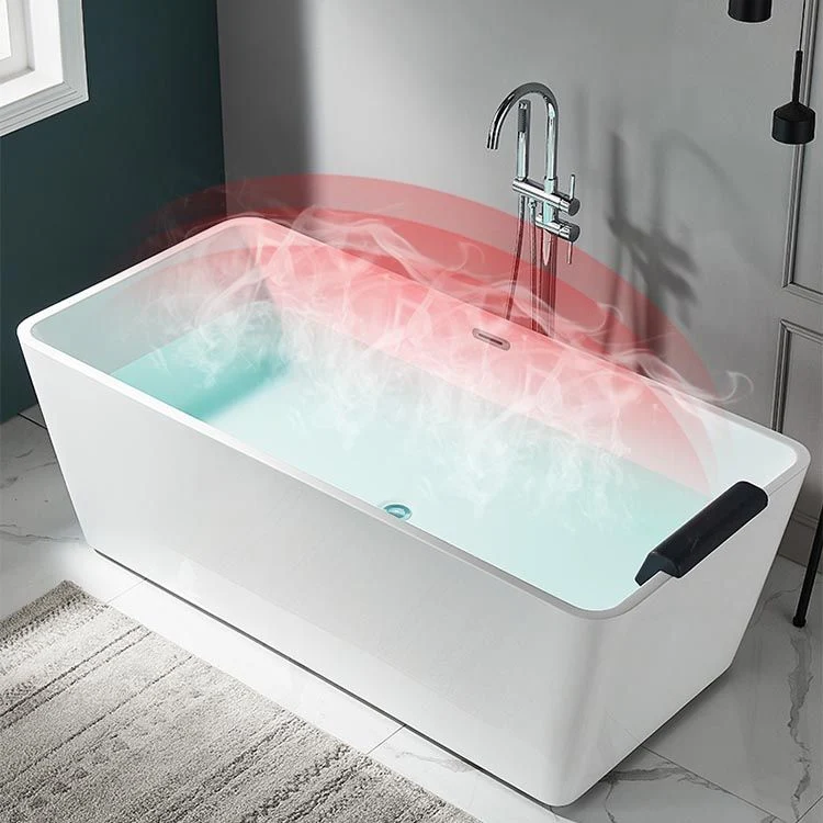 Bañera casera acrílica moderna Bañera independiente rectangular en blanco Clearhalo