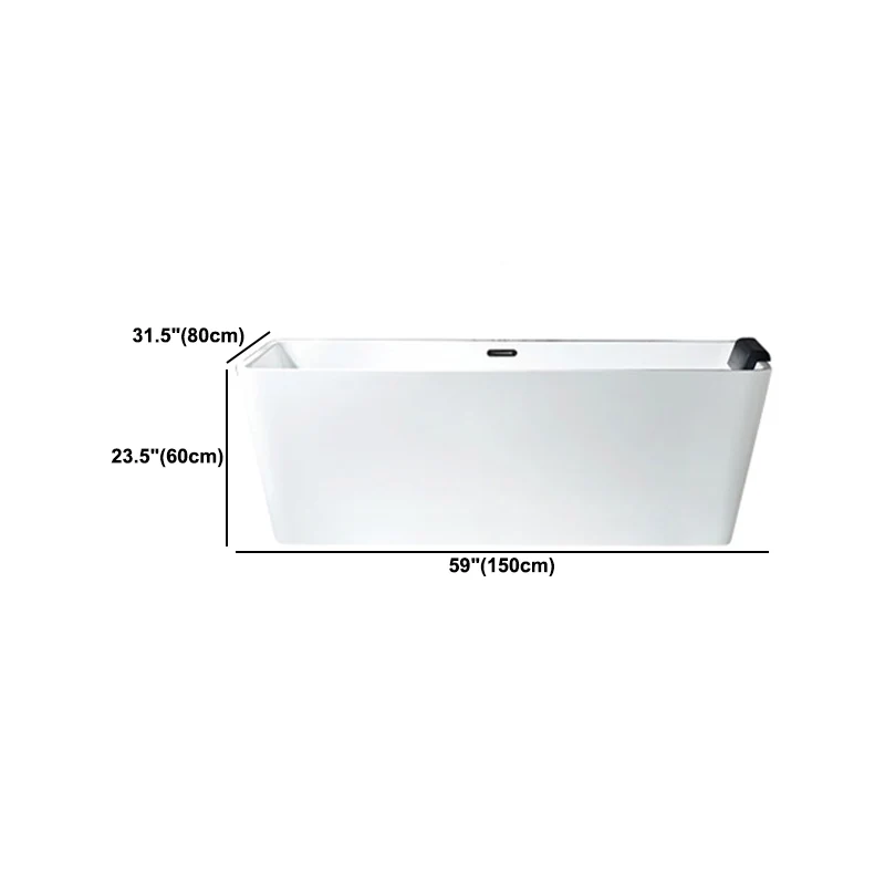 Bañera casera acrílica moderna Bañera independiente rectangular en blanco Clearhalo