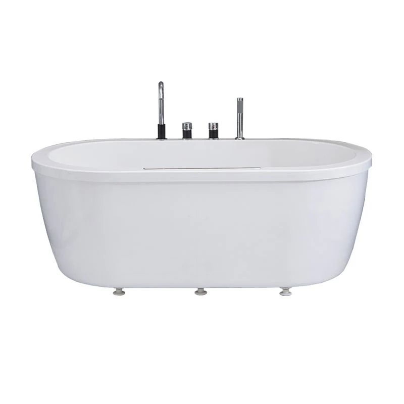 Bañera central ovalada moderna, bañera blanca de inmersión independiente de acrílico Clearhalo