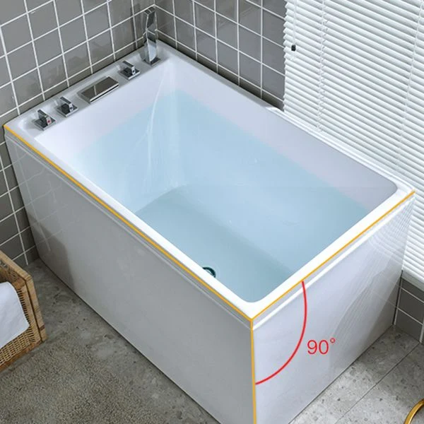Bañera central rectangular moderna, baño blanco independiente de acrílico Clearhalo