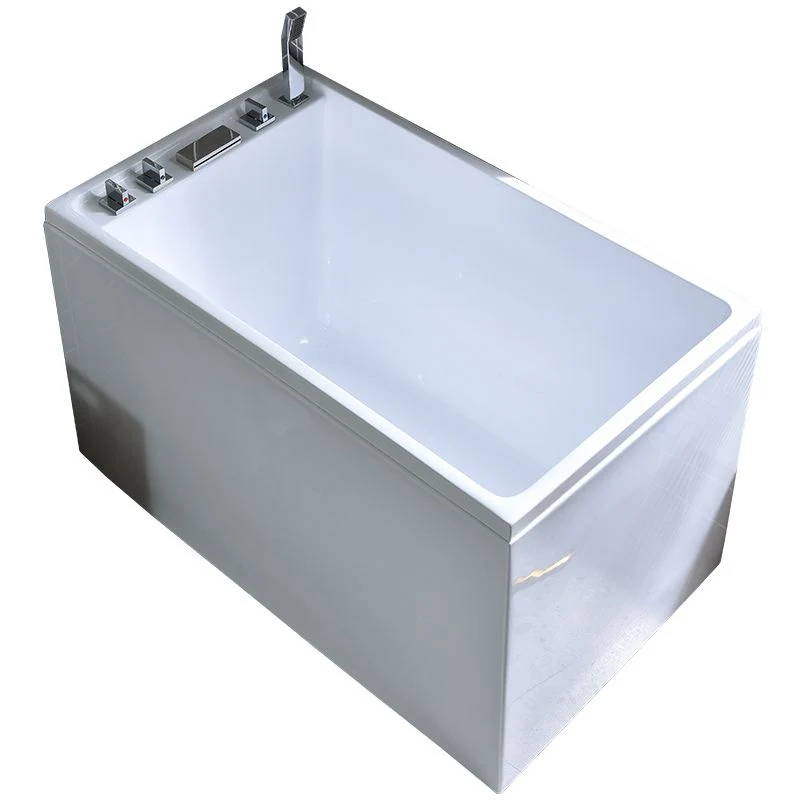 Bañera central rectangular moderna, baño blanco independiente de acrílico Clearhalo