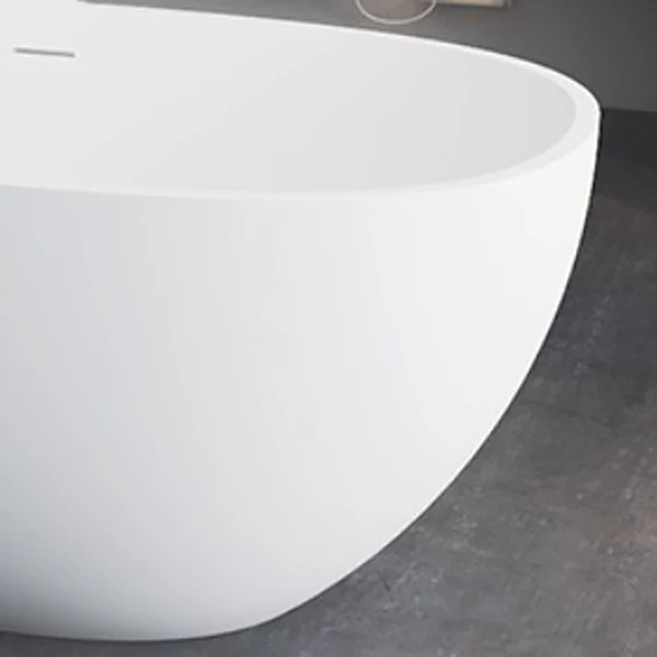 Bañera elipse blanca moderna, bañera independiente con desagüe Blanco Clearhalo