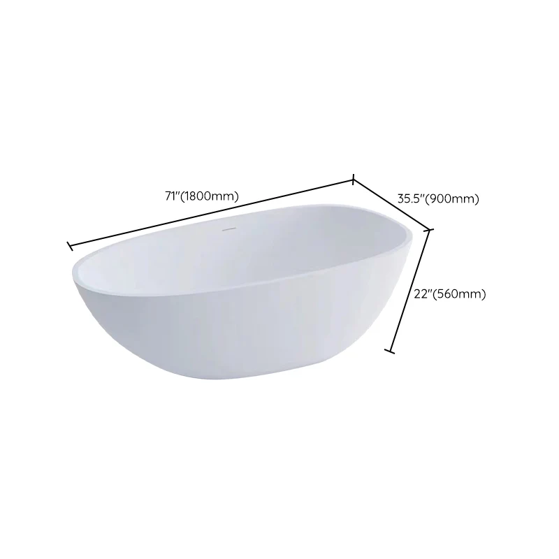 Bañera elipse blanca moderna, bañera independiente con desagüe Blanco Clearhalo