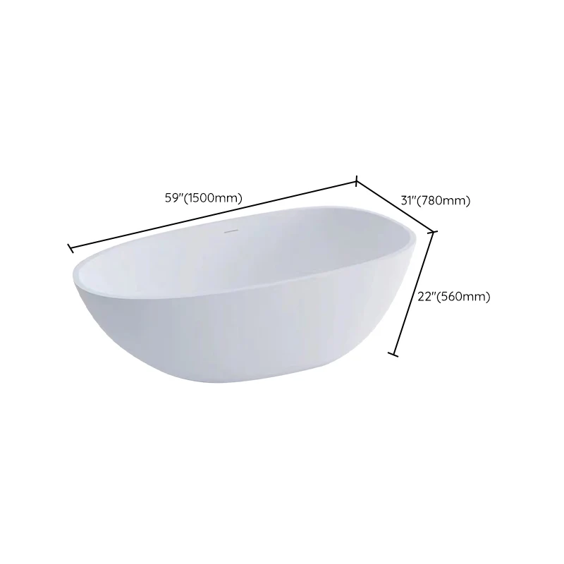 Bañera elipse blanca moderna, bañera independiente con desagüe Blanco Clearhalo