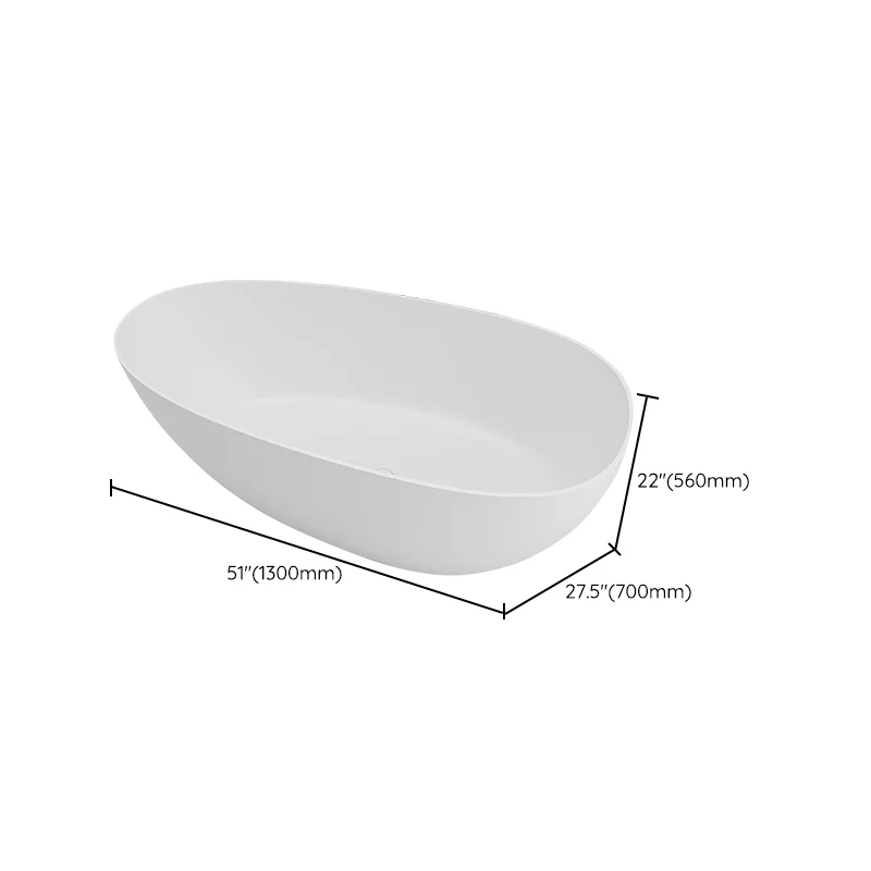Bañera elipse blanca moderna, bañera independiente con desagüe Blanco Clearhalo