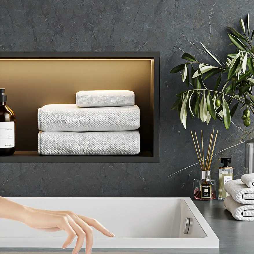 Bañera empotrada contemporánea Bañera acrílica rectangular en blanco Clearhalo