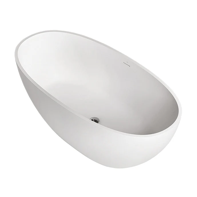 Bañera de hidromasaje ovalada con acabado antiguo, bañera moderna independiente Blanco Clearhalo